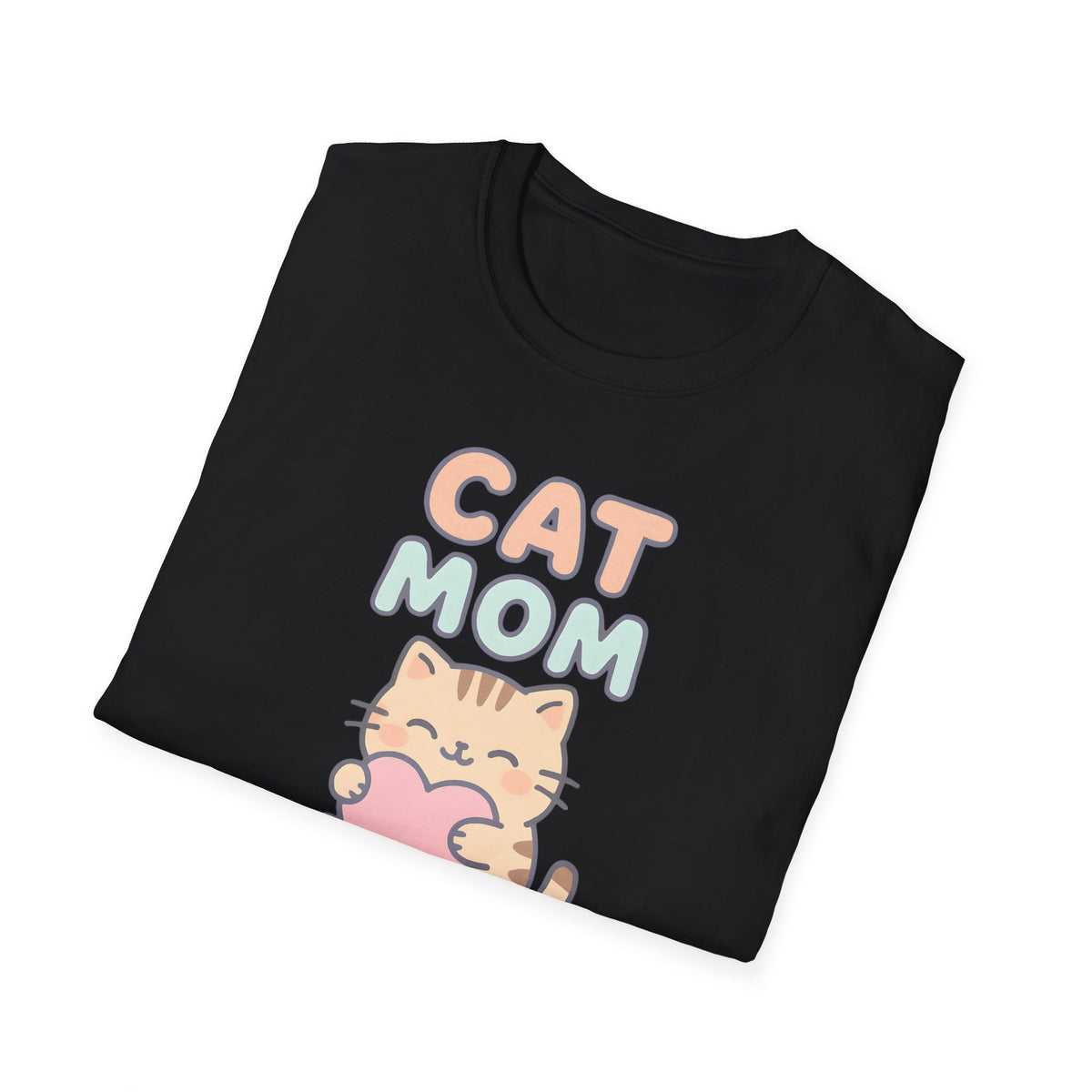 Cat Mom with Heart T-Shirt – Unisex Gildan Softstyle Tee
