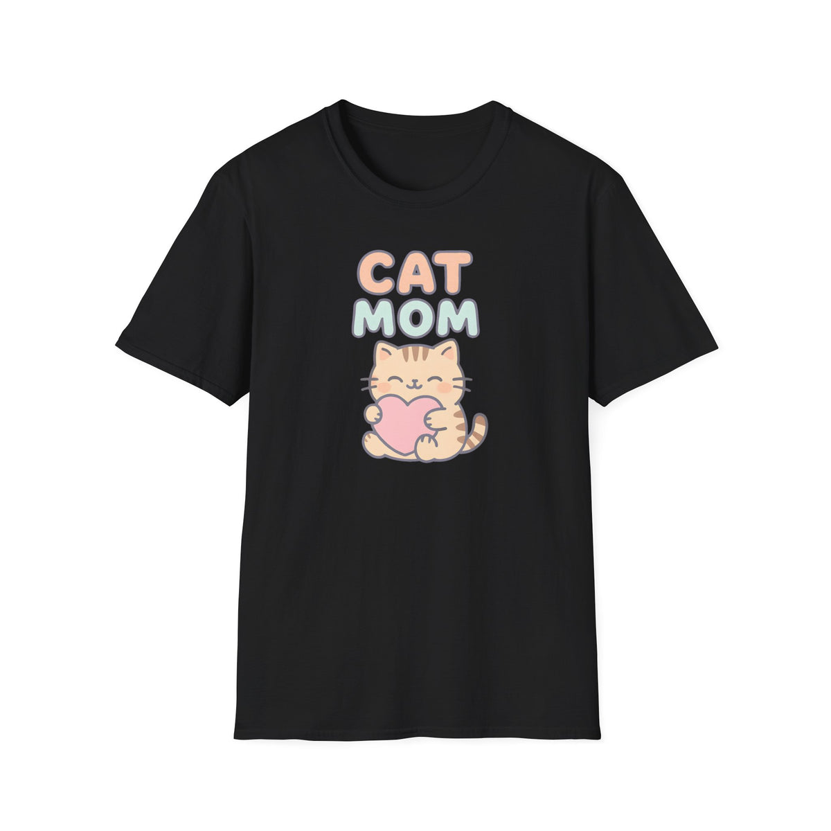Cat Mom with Heart T-Shirt – Unisex Gildan Softstyle Tee