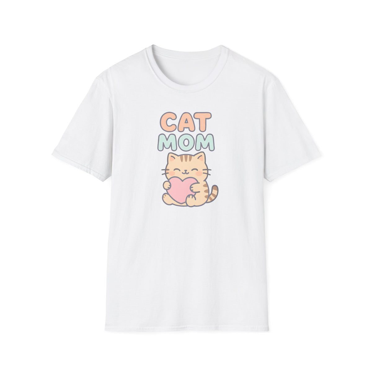 Cat Mom with Heart T-Shirt – Unisex Gildan Softstyle Tee