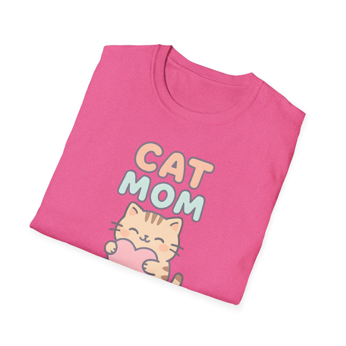 Cat Mom with Heart T-Shirt – Unisex Gildan Softstyle Tee