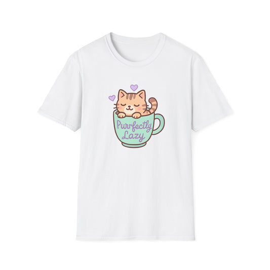 Perfectly Lazy Cat T-Shirt – Funny Couch Potato Cat Lover Graphic Tee