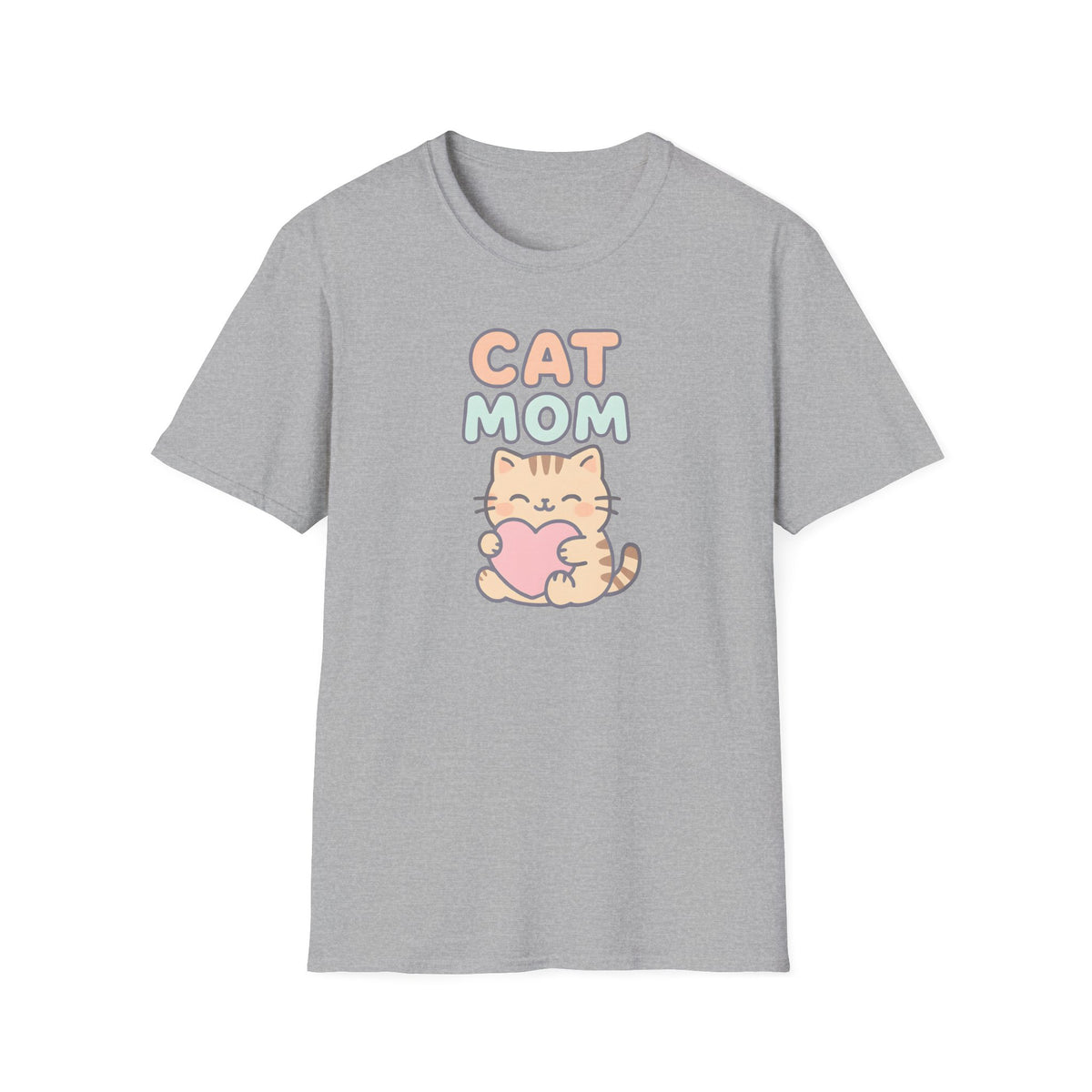 Cat Mom with Heart T-Shirt – Unisex Gildan Softstyle Tee