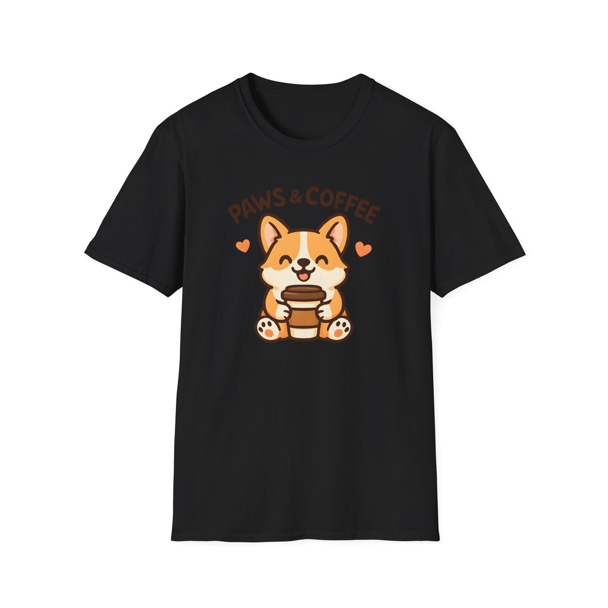 Paws and Coffee T-Shirt – Funny Gift for Dog Moms Who Love Coffee