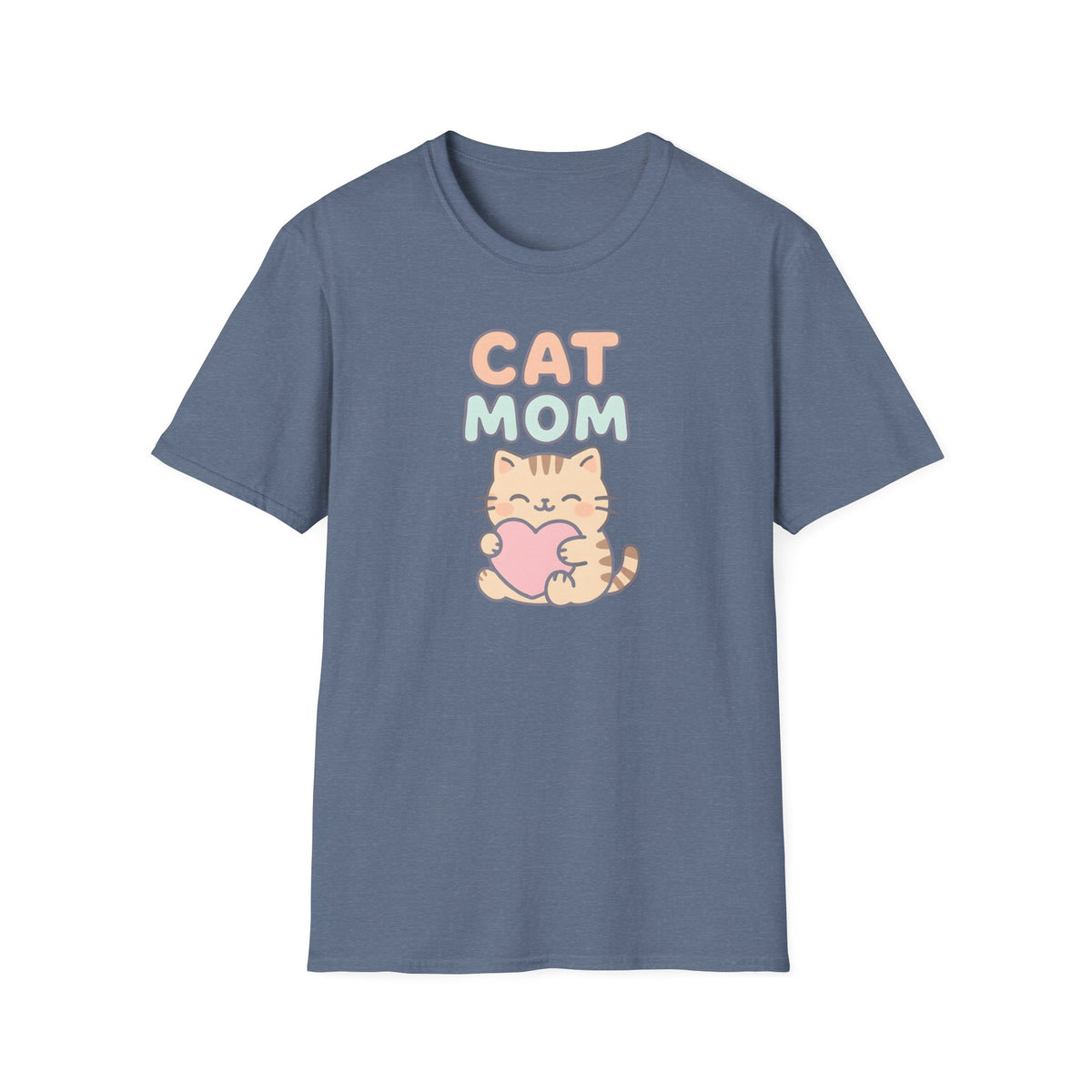 Cat Mom with Heart T-Shirt – Unisex Gildan Softstyle Tee