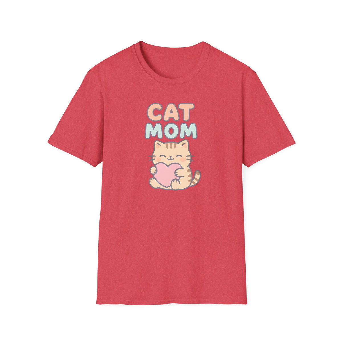 Cat Mom with Heart T-Shirt – Unisex Gildan Softstyle Tee