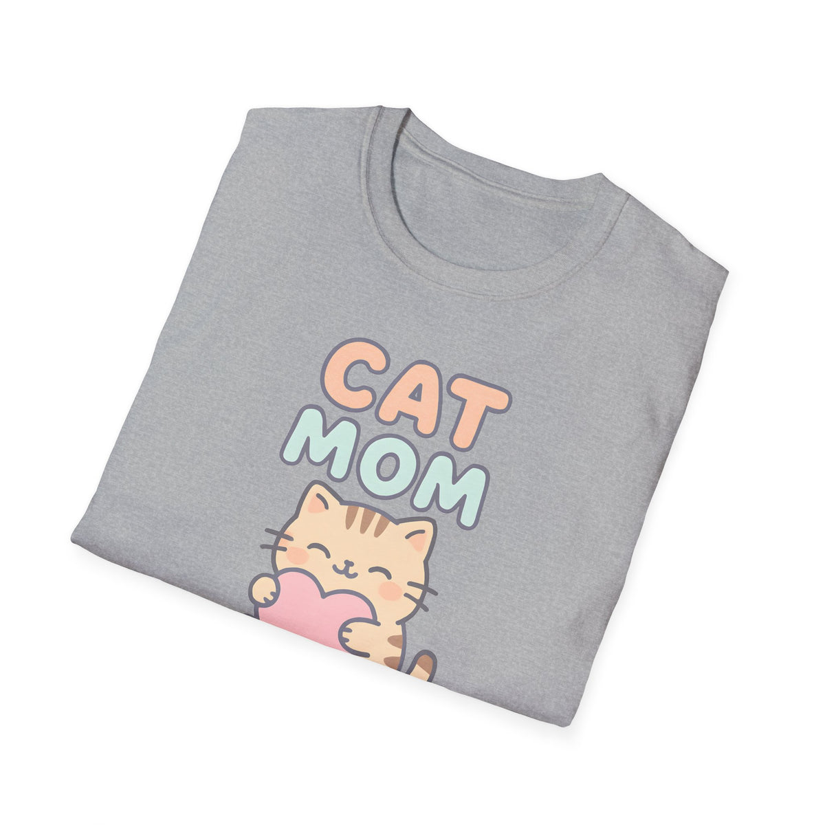 Cat Mom with Heart T-Shirt – Unisex Gildan Softstyle Tee