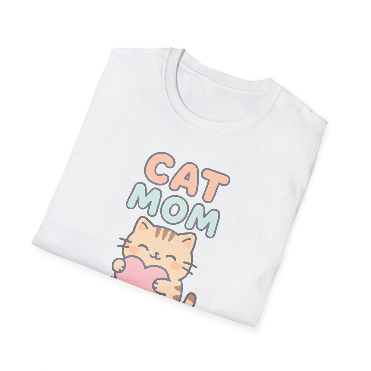 Cat Mom with Heart T-Shirt – Unisex Gildan Softstyle Tee