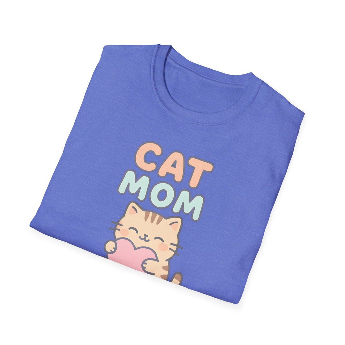 Cat Mom with Heart T-Shirt – Unisex Gildan Softstyle Tee