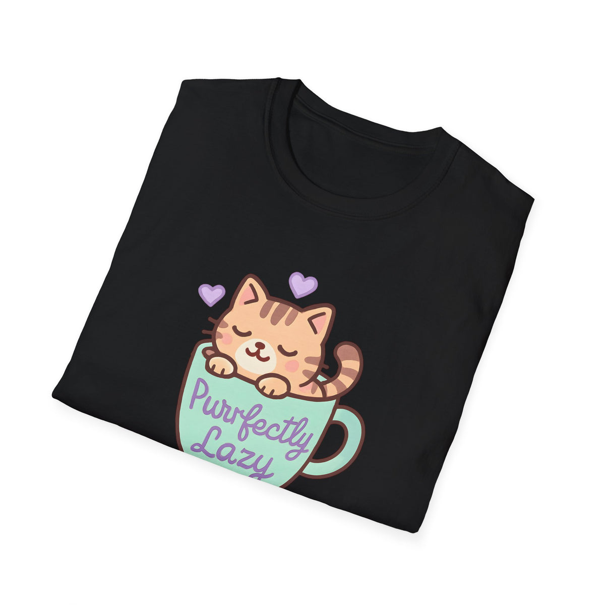 Perfectly Lazy Cat T-Shirt – Funny Couch Potato Cat Lover Graphic Tee