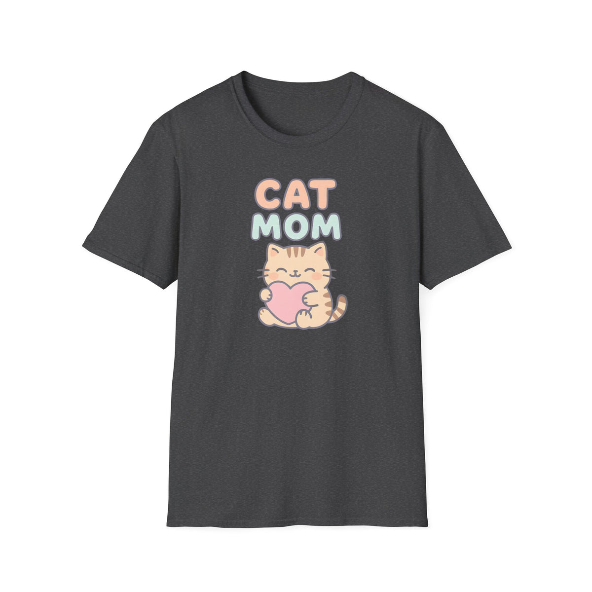 Cat Mom with Heart T-Shirt – Unisex Gildan Softstyle Tee