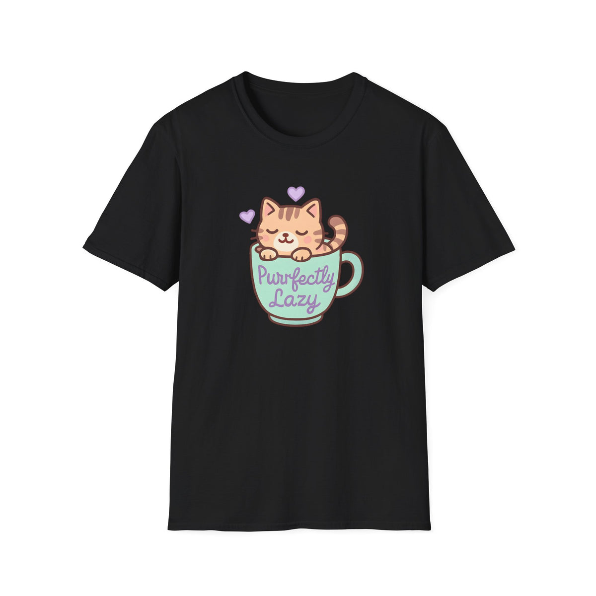 Perfectly Lazy Cat T-Shirt – Funny Couch Potato Cat Lover Graphic Tee