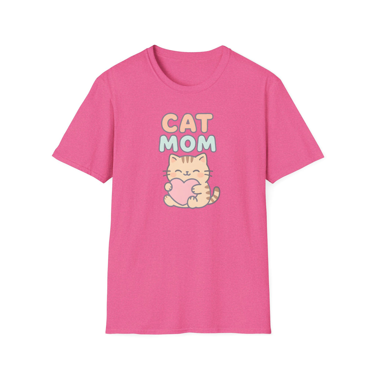 Cat Mom with Heart T-Shirt – Unisex Gildan Softstyle Tee